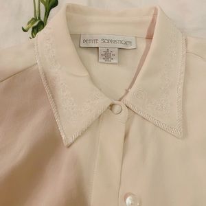Beautiful embroidered white collar blouse